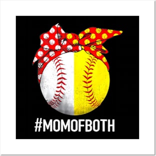 Mom Of Both Softball Baseball Headband Mother's Day Mama Posters and Art